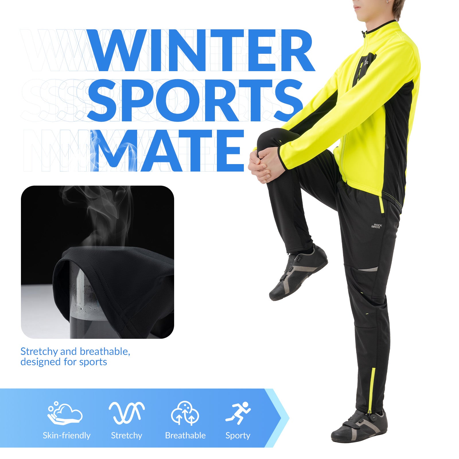 ROCKBROS winter thermal cycling jacket and pants set for windproof outdoor rides