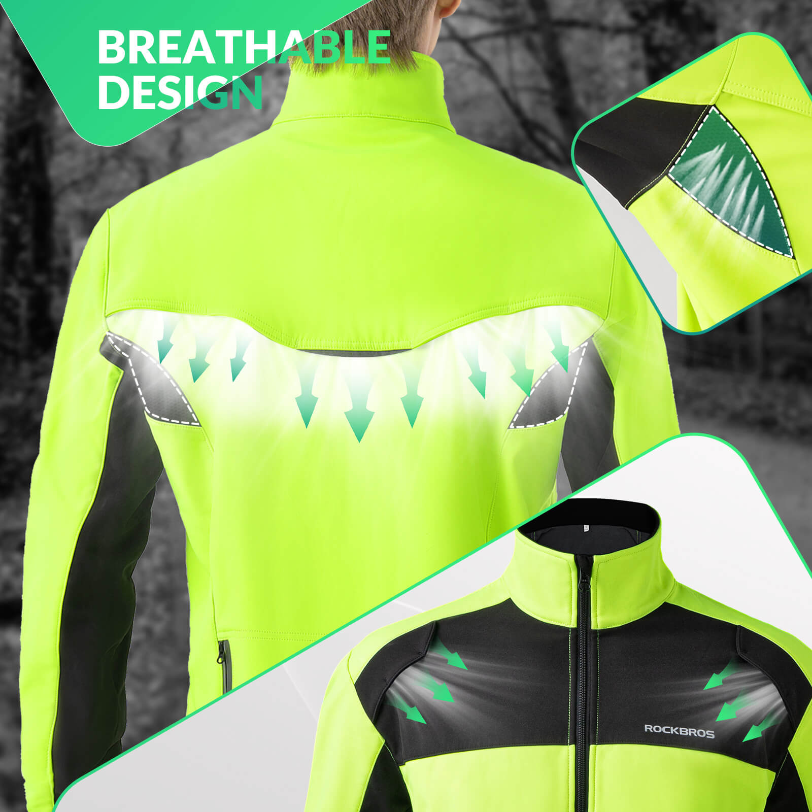 ROCKBROS winter thermal windproof cycling jacket for cold weather rides
