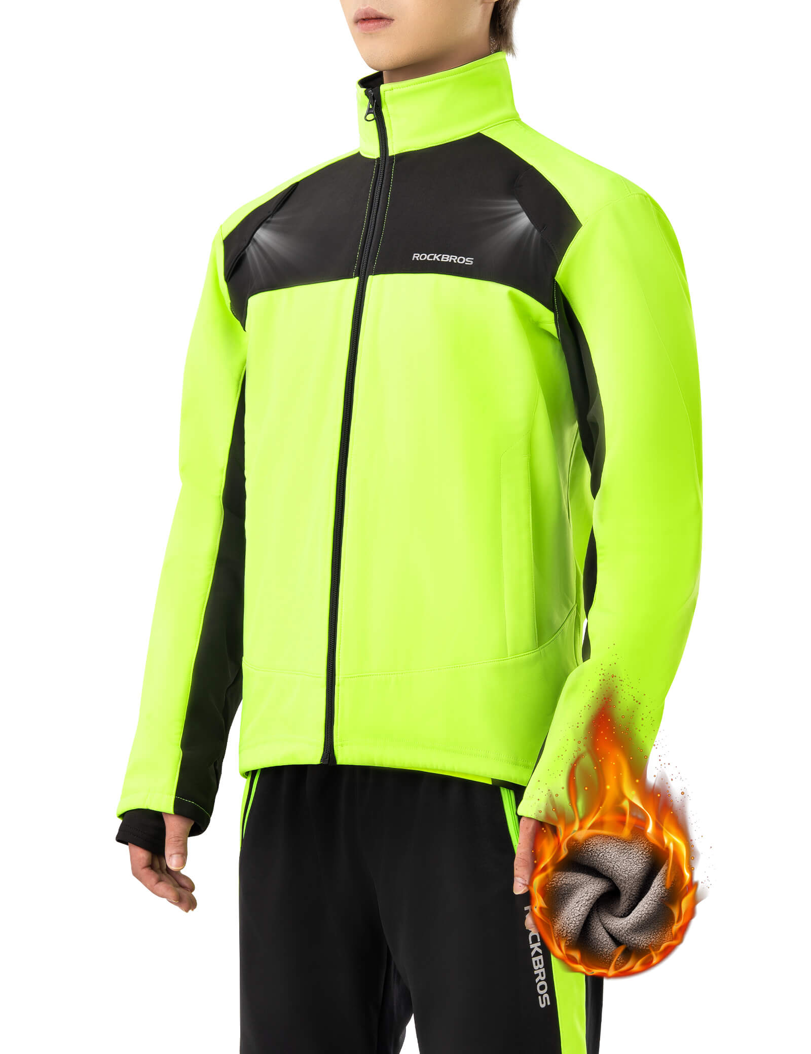 ROCKBROS winter thermal windproof cycling jacket for cold weather rides