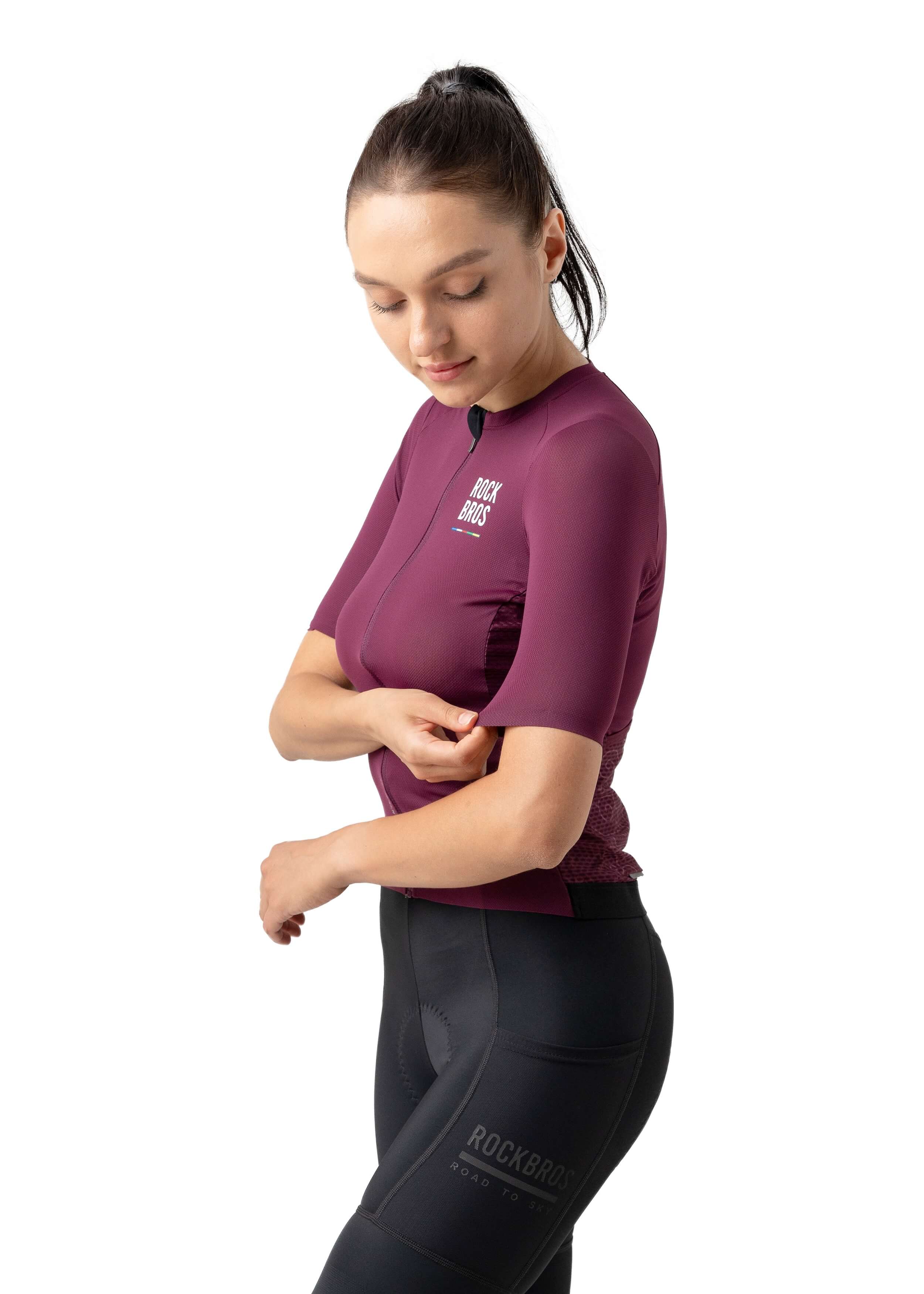 RockBros Women’s ROAD-TO-SKY Short Sleeve Cycling Jersey
#Color_Purple