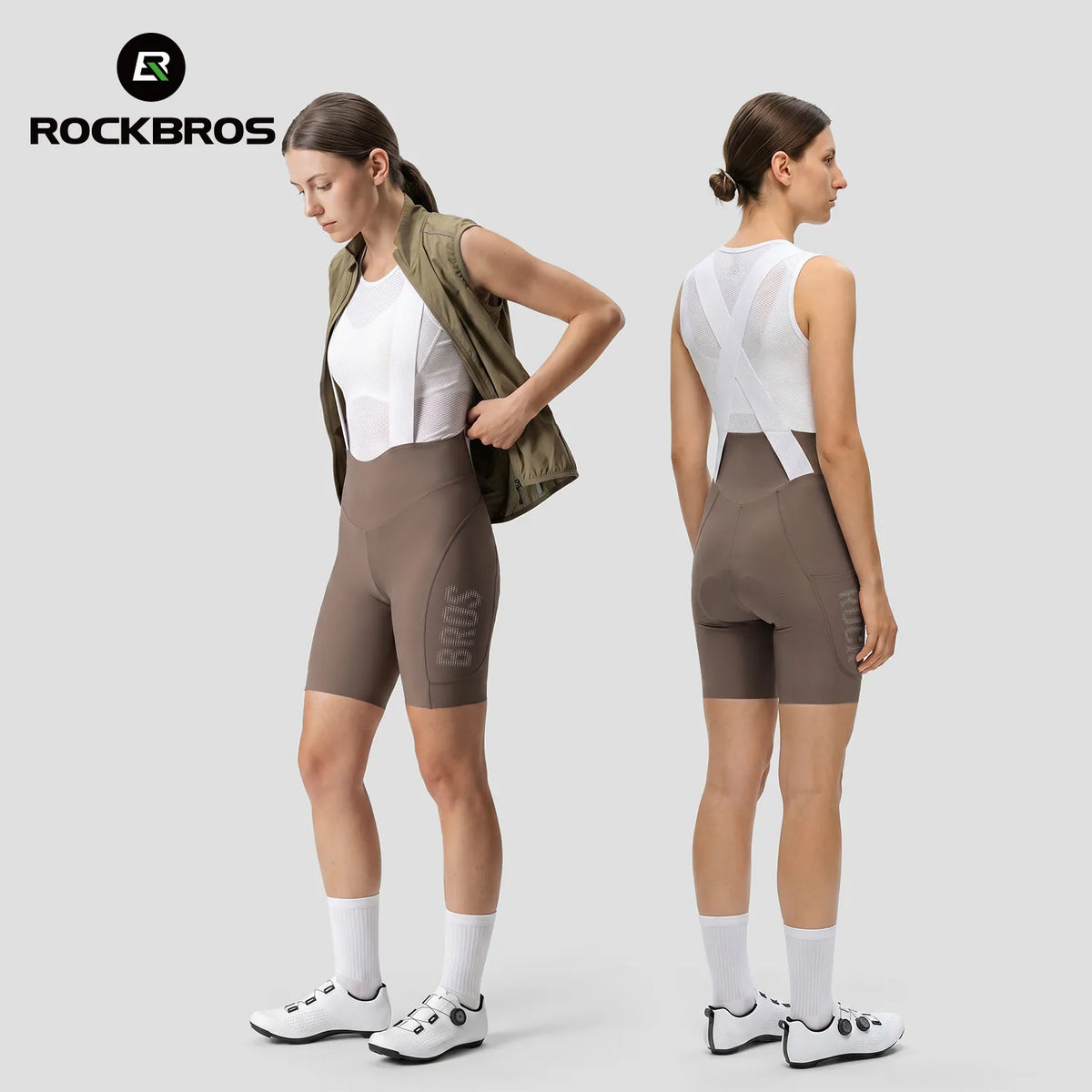 ROCKBROS women’s cycling bib shorts with floating 3D-printed chamois and side pocket