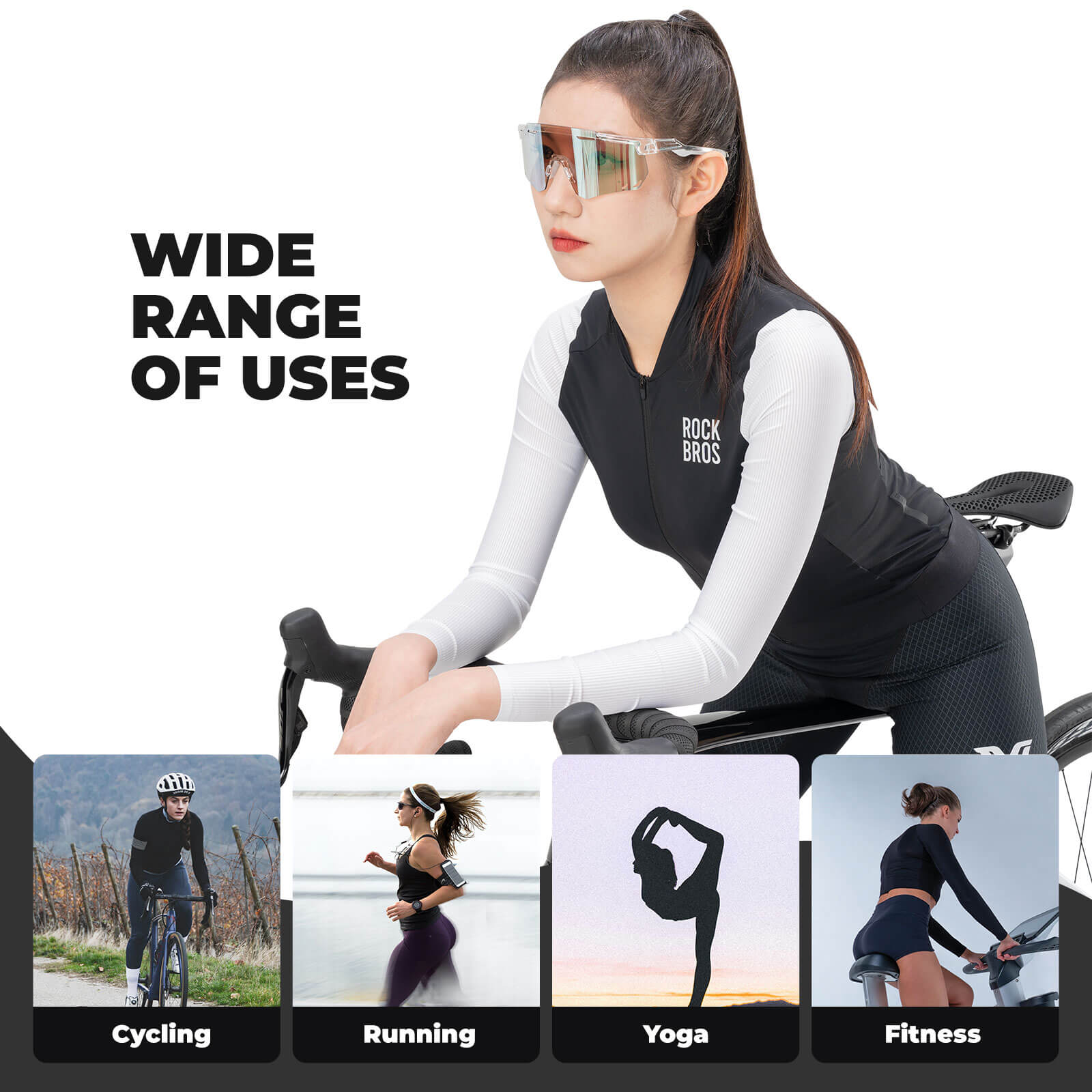 ROCKBROS women's breathable long-sleeve cycling jersey
#Color_Black