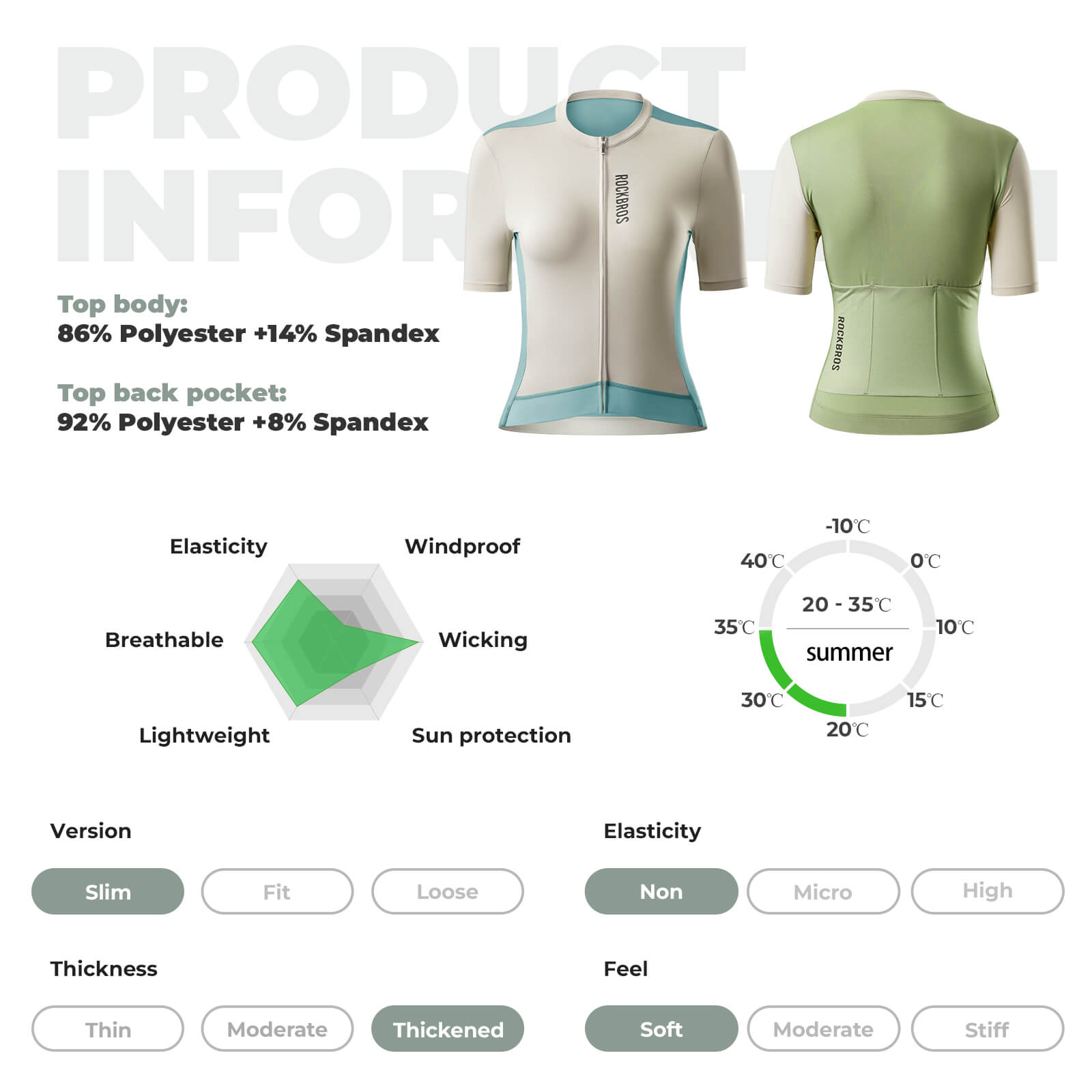 Moisture-wicking and quick-dry fabric of Morandi color cycling jersey for women
