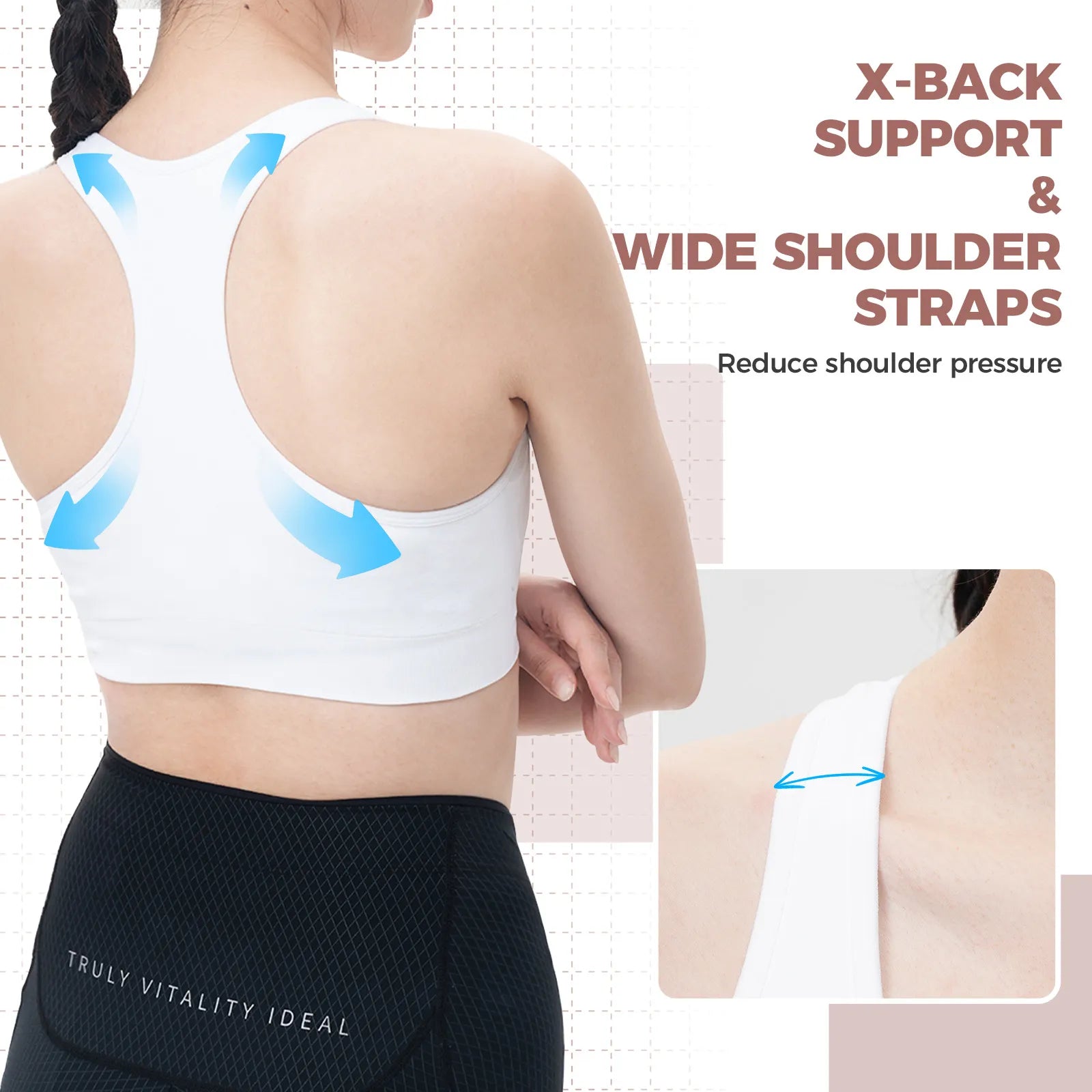 ROCKBROS women's racerback sports bra with built-in bra support and breathable fabric
#Color_White
