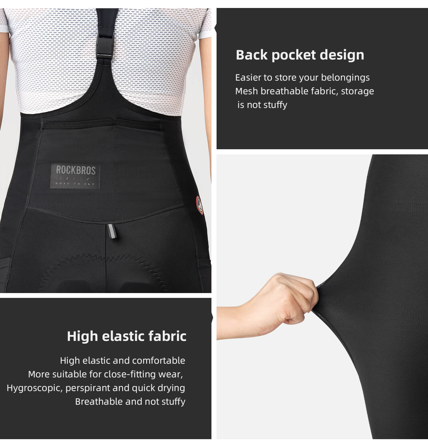 ROCKBROS Women's ROAD-TO-SKY bib cycling tights for long-distance rides