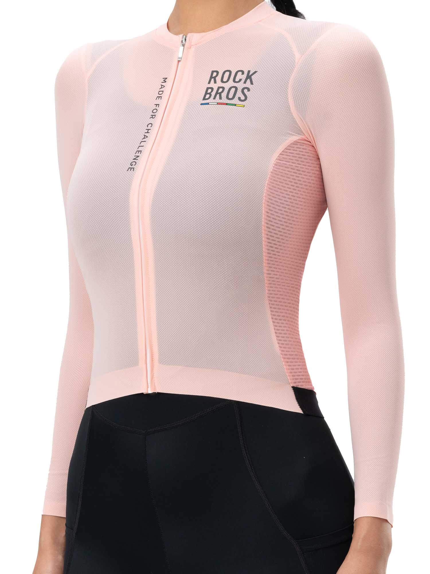 ROCKBROS women's quick-drying long-sleeve cycling jersey with rear pockets and reflective details