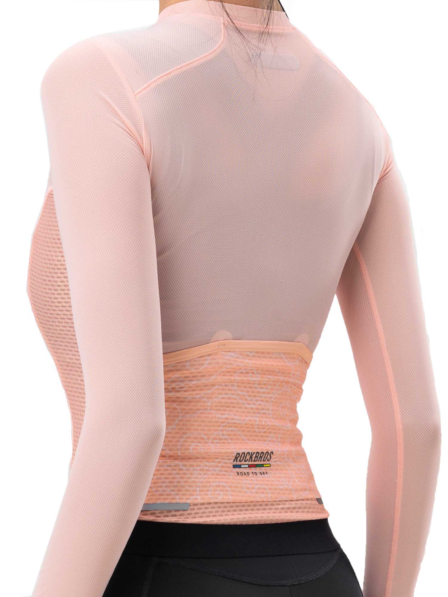 ROCKBROS women's quick-drying long-sleeve cycling jersey with rear pockets and reflective details