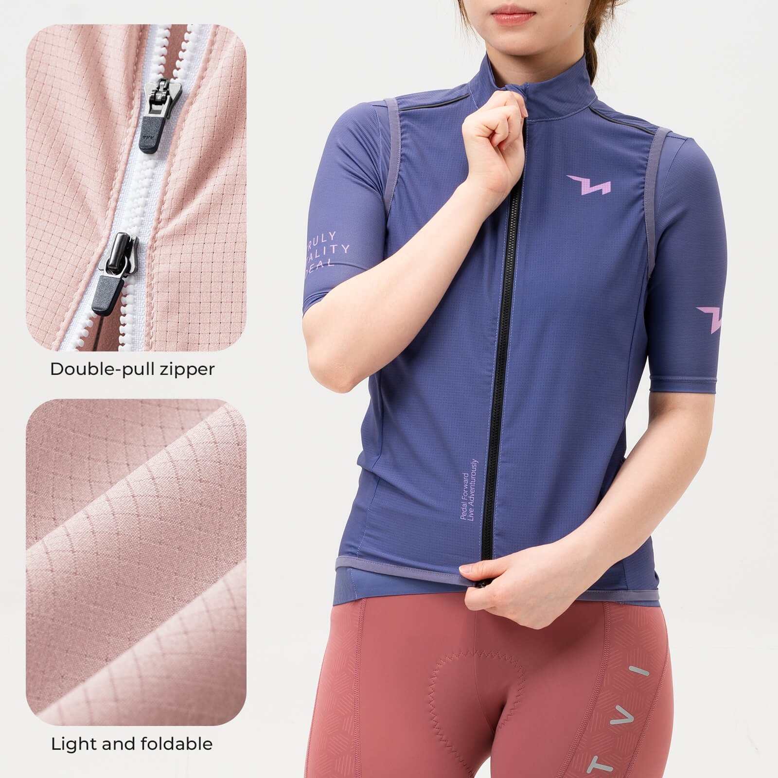ROCKBROS Women's Cycling Vest with two-way zipper for comfort, mobility and easy layering