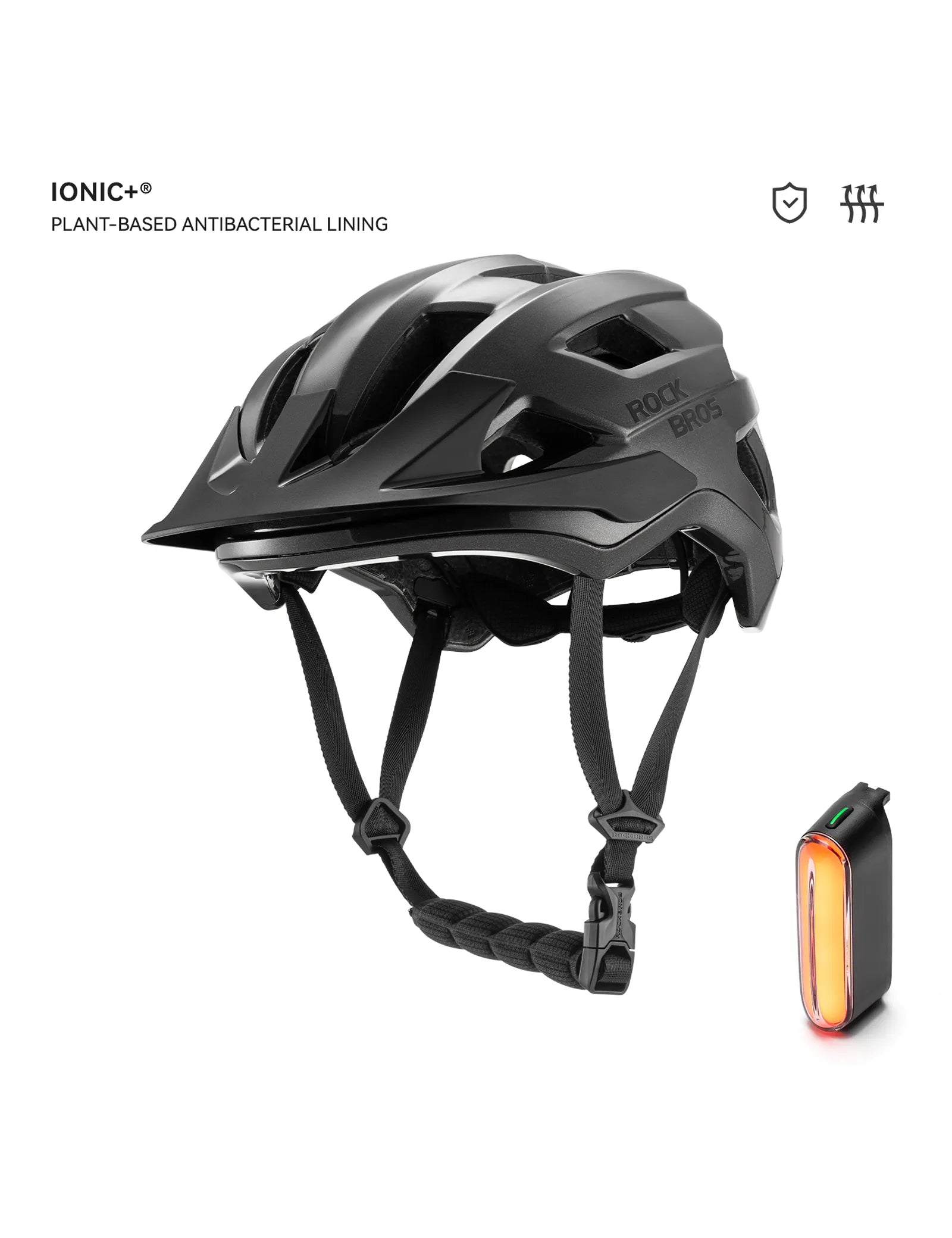 ROCKBROS youth cycling helmet with high coverage rear protection and magnetic rear light mount for safer riding
#Color_Titanium