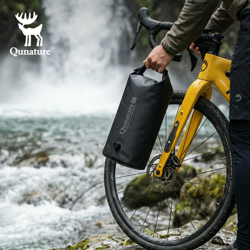 IPX6 waterproof roll-top bike fork bag for bikepacking