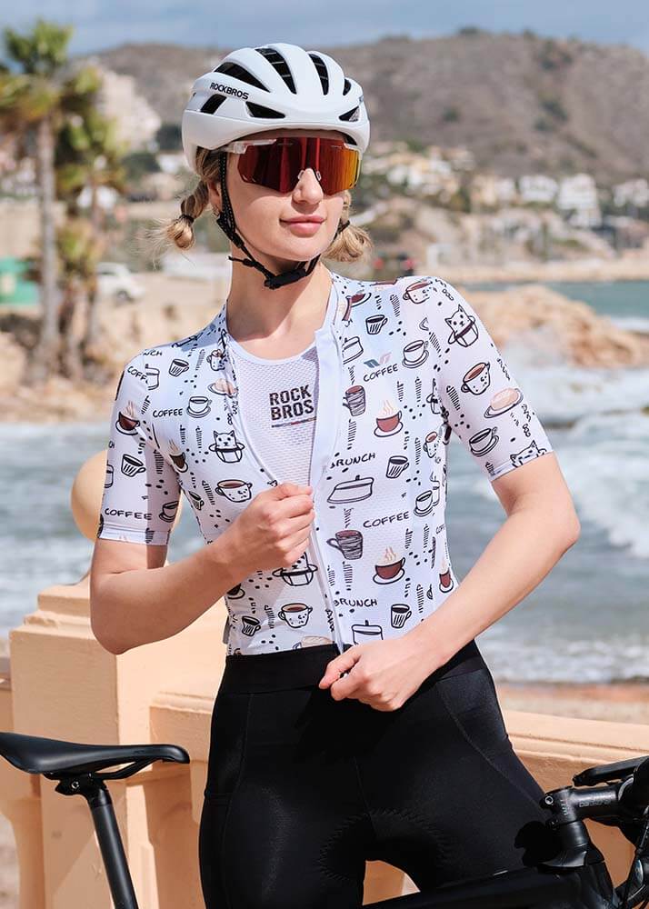 Women's TVI Breakfast Club short-sleeve cycling jersey, breathable and stylish