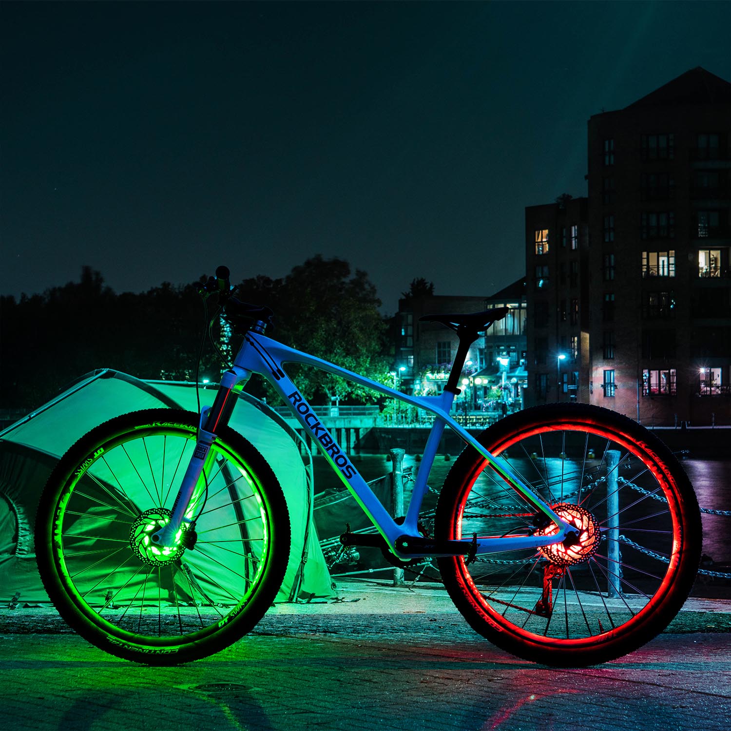 ROCKBROS LED bicycle wheel light for 360-degree side visibility