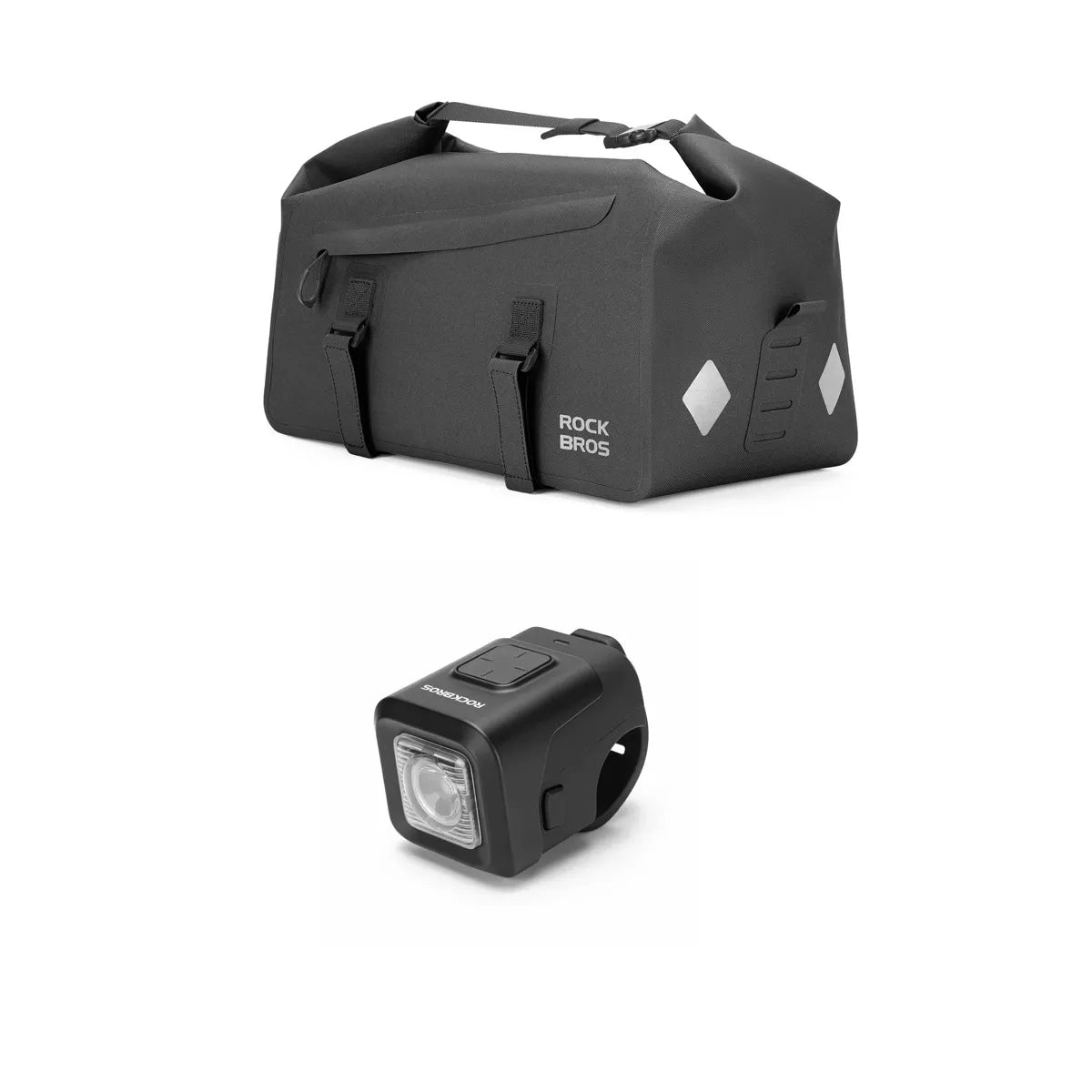 Bike Rear Rack Bag & Horn Light Bundle