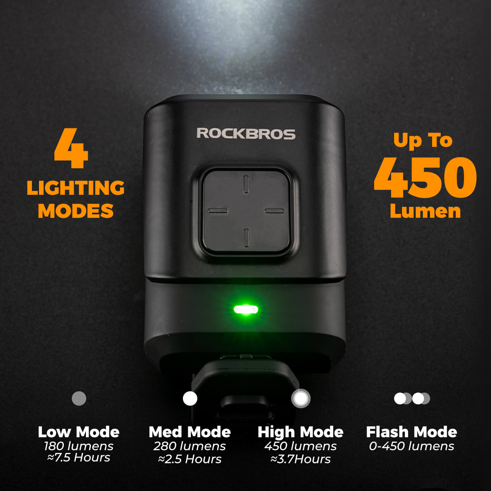 2-in-1 rechargeable bike horn and front headlight, 450 lumens super bright LED with loud electronic bell