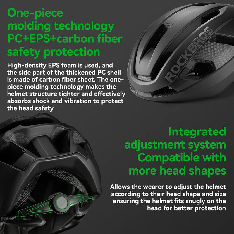 ROCKBROS carbon fiber cycling helmet with lightweight and impact protection