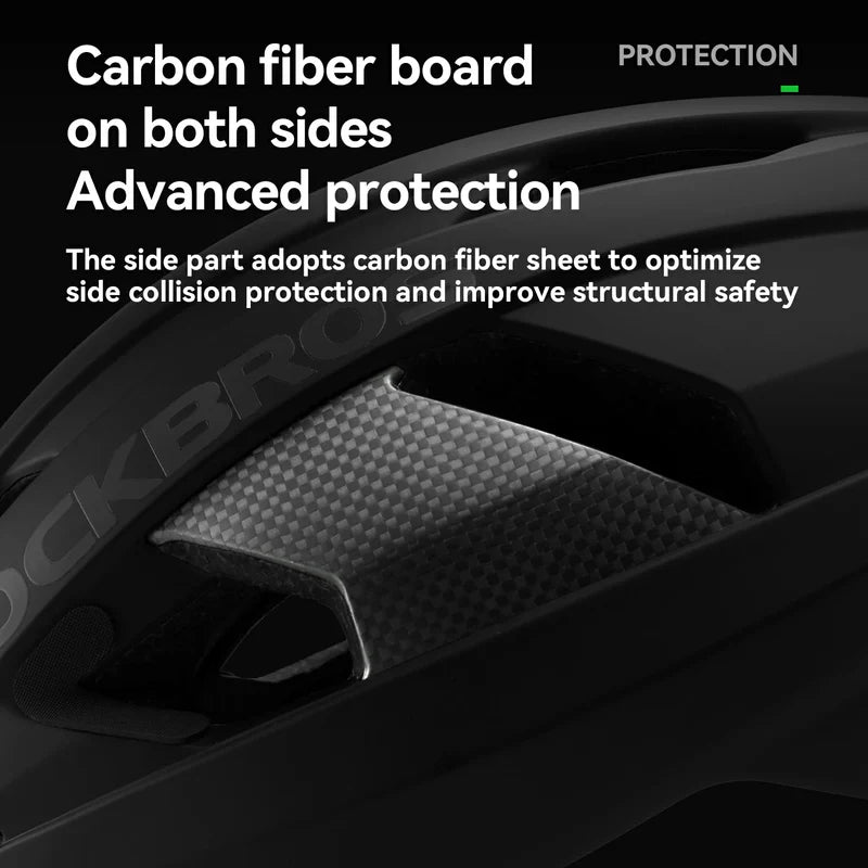 ROCKBROS carbon fiber cycling helmet with lightweight and impact protection