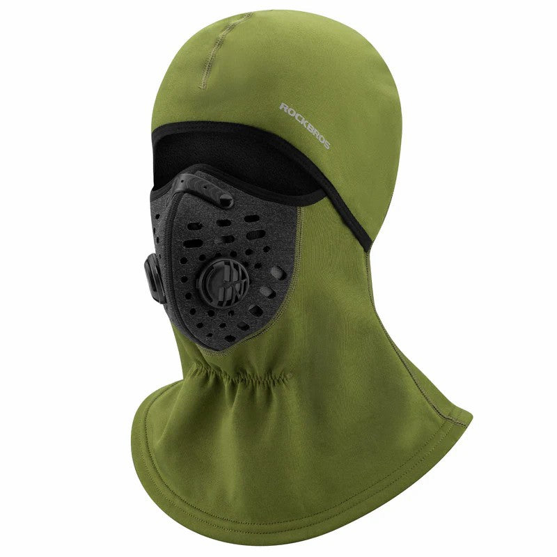 ROCKBROS Thermal Winter Balaclava with Integrated Breathing Mask and Filter for Cold Weather Protection
#Color_Green