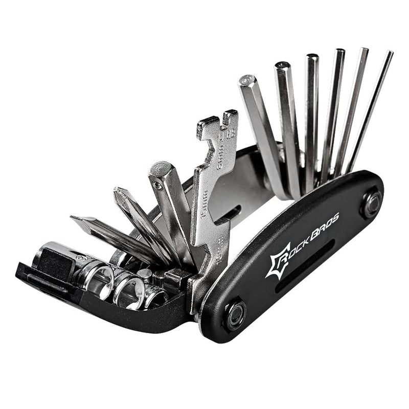 ROCKBROS 16 in 1 bike repair tool kit featuring foldable multi tool for cyclists, portable