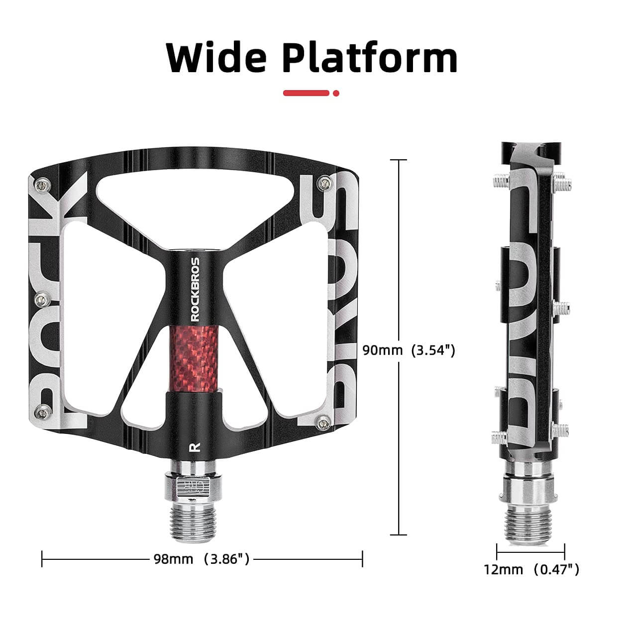 ROCKBROS 9/16" platform MTB pedals with durable aluminum body