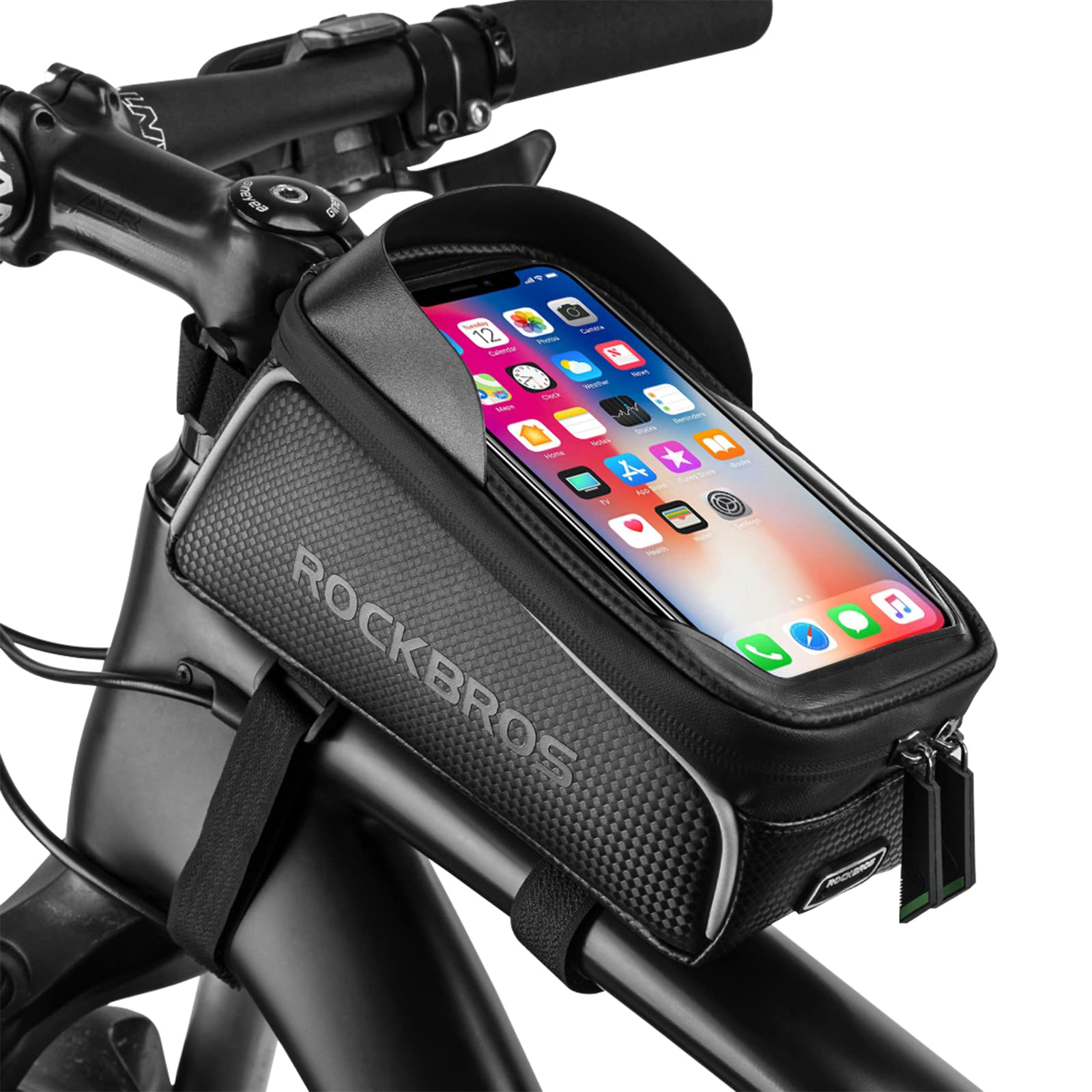 ROCKBROS waterproof bike phone bag mounted on top tube