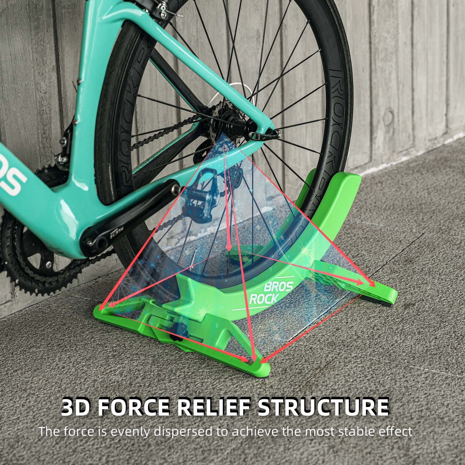 ROCKBROS Bicycle Floor Parking Rack Stand for all 26-80mm Wide Tires #Color_Green