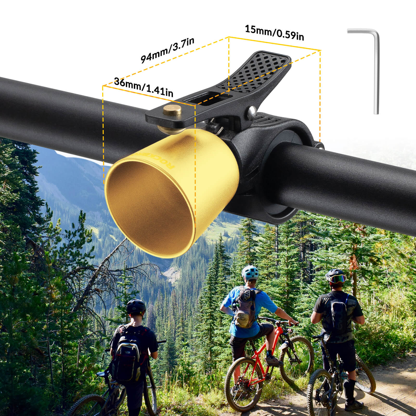 ROCKBROS bike bell with loud sound for road and mountain bikes
#Color_Gold