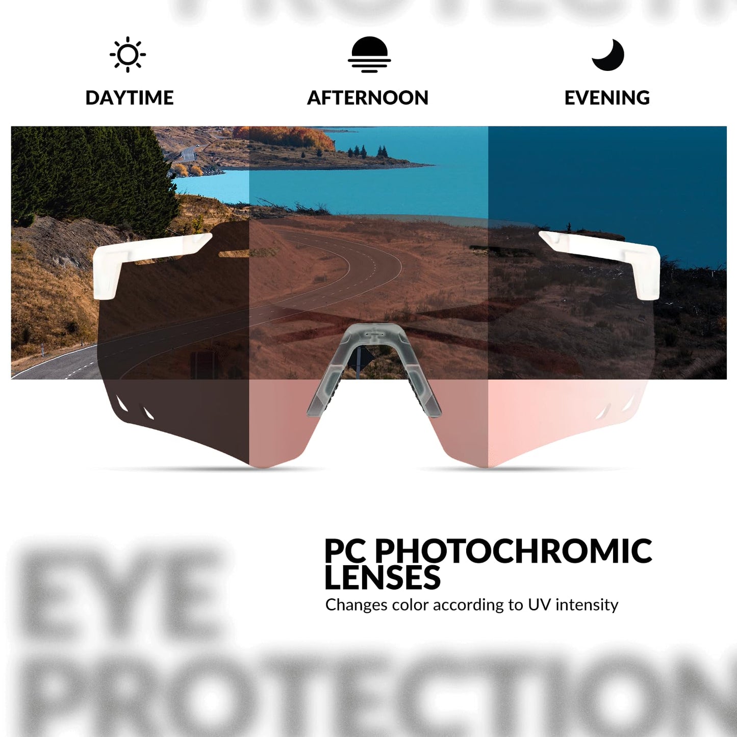 ROCKBROS Photochromic Sports Sunglasses Fashion Windproof Eyewear #Color_Transparent