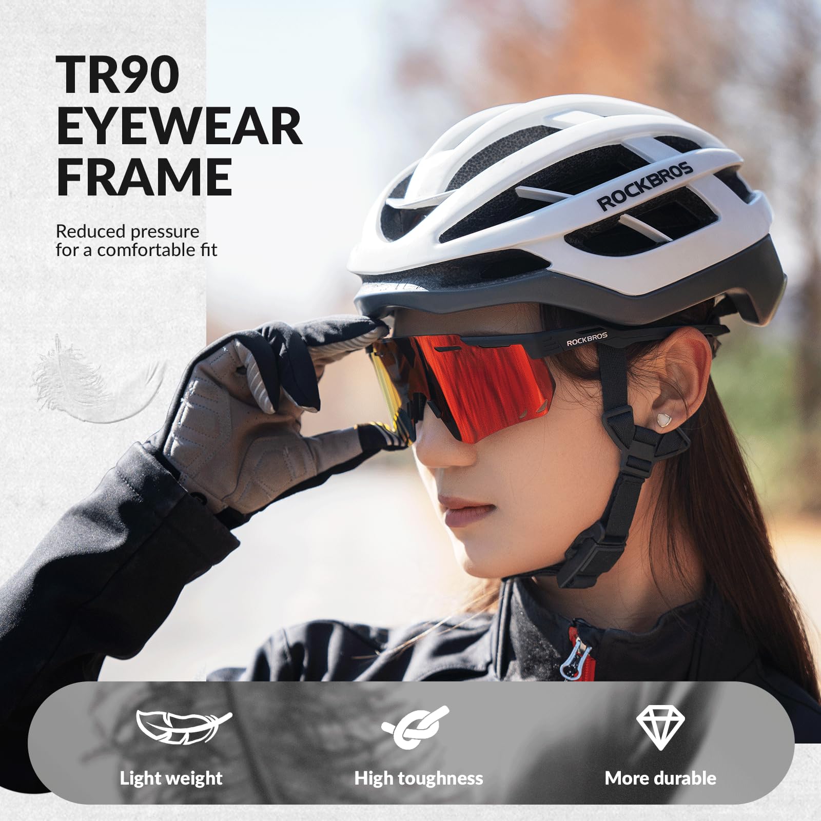 ROCKBROS Polarized Sunglasses 100% UV400 Protection Cycling Glasses #Color_Black