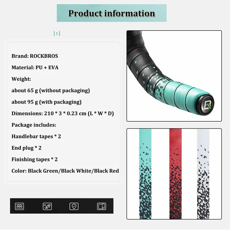 ROCKBROS soft and comfortable PU and EVA bicycle handlebar tape for road bikes