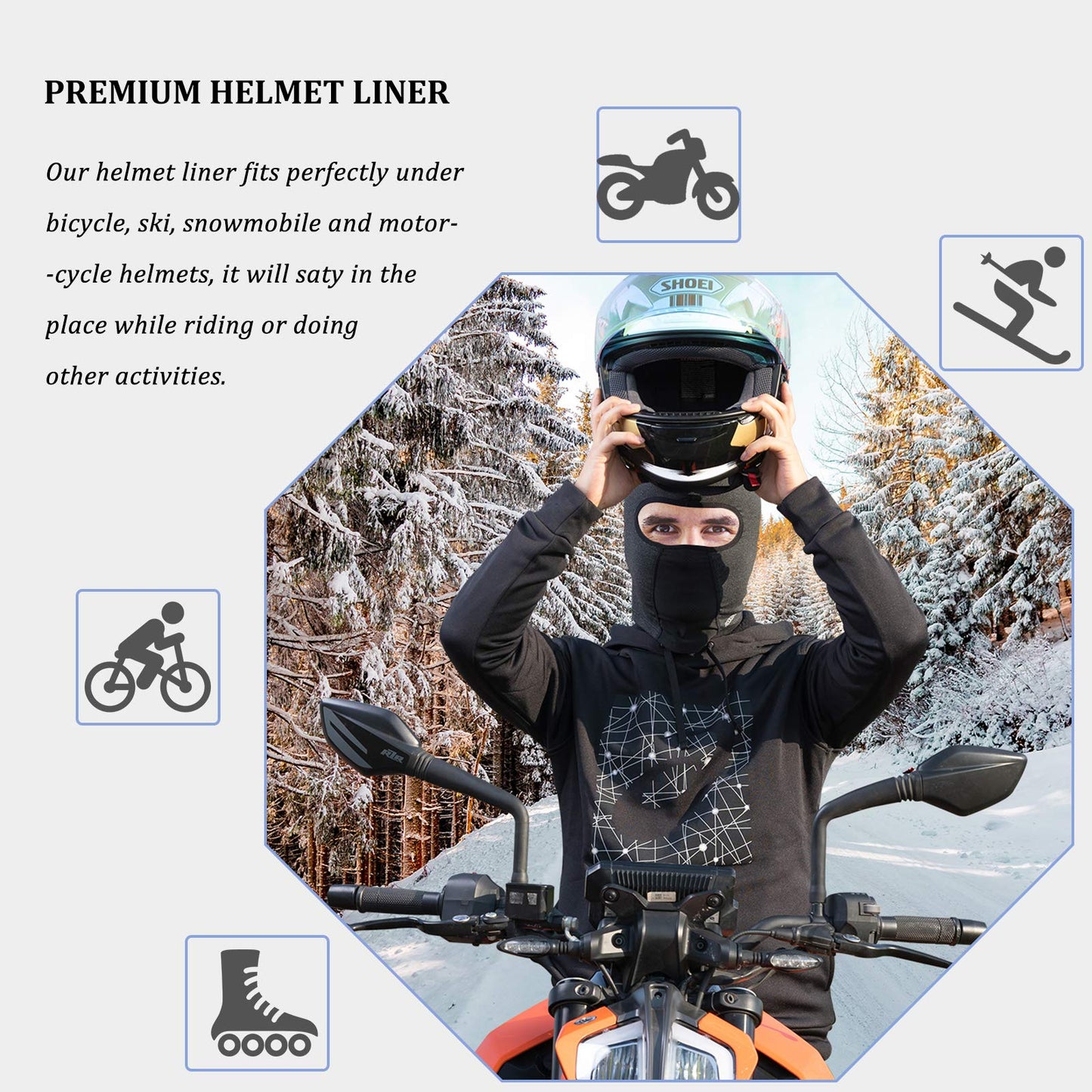 ROCKBROS Windproof Balaclava Winter Face Cover  Thermal Fleece Neck Warmer #Style_Black