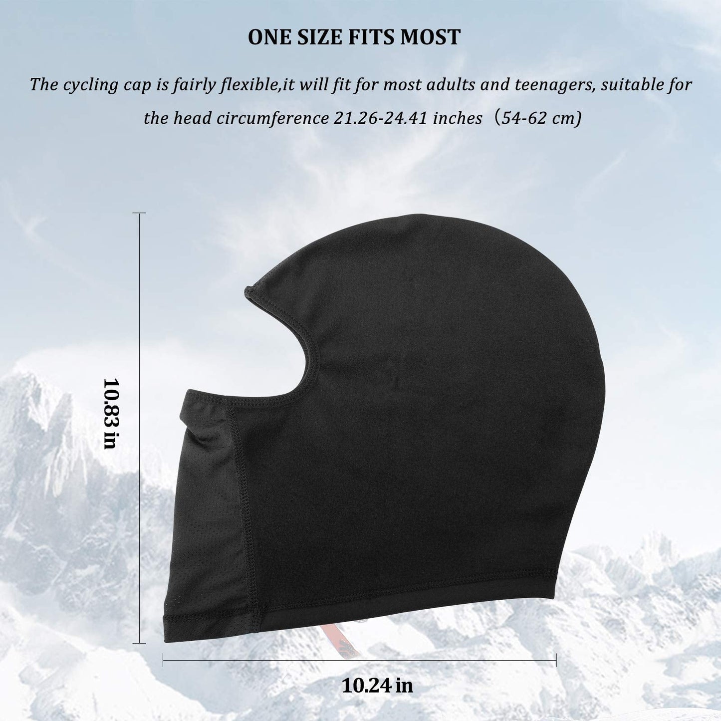 ROCKBROS Windproof Balaclava Winter Face Cover  Thermal Fleece Neck Warmer #Style_Black-With holes for glasses
