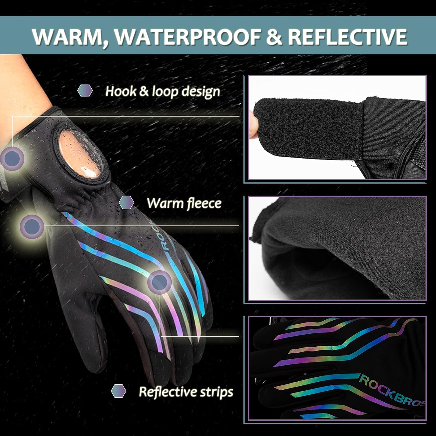 ROCKBROS Windproof Thermal Full Finger Cycling Gloves