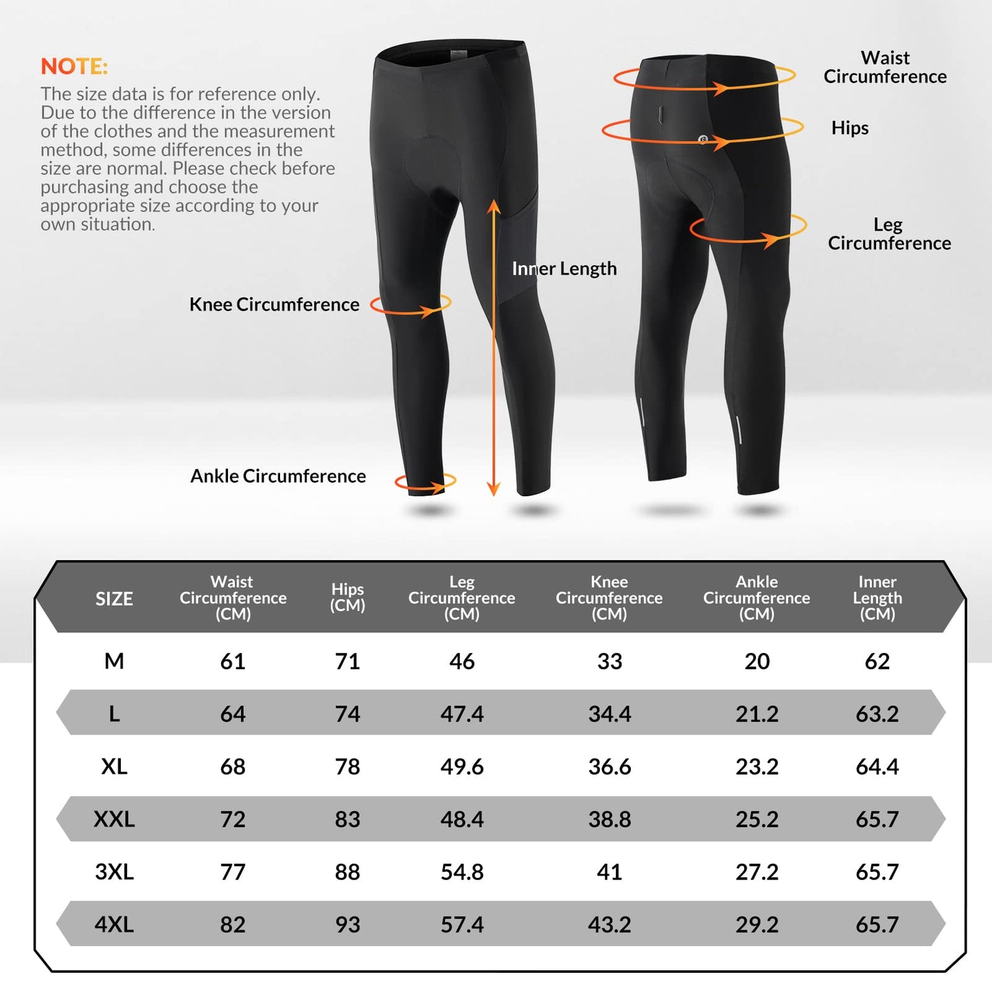 ROCKBROS Winter Padded Cycling Leggings Thermal Reflective Windproof Pants