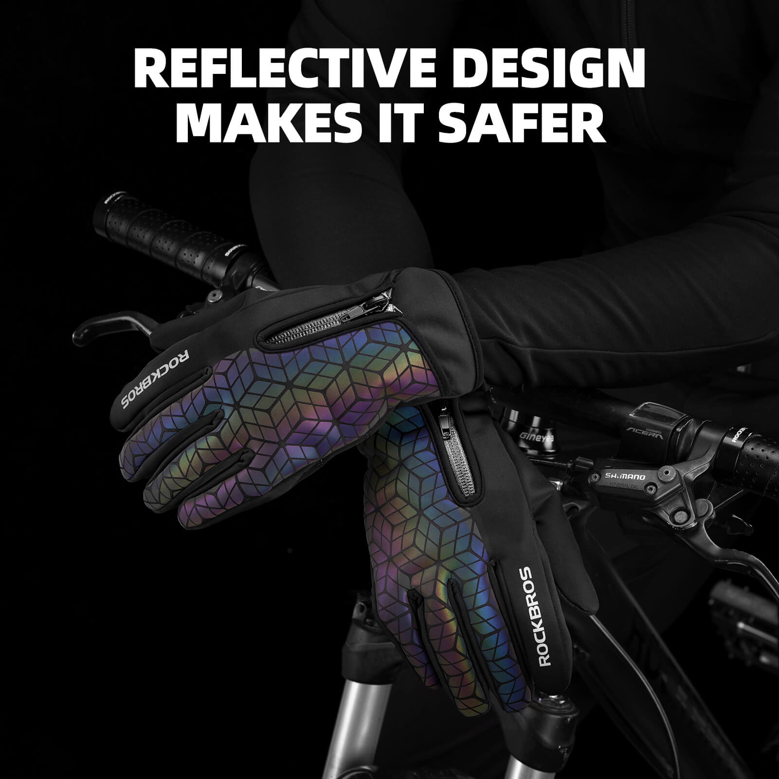 ROCKBROS Winter Warm Touchscreen Anti-Slip Cycling Gloves #Color_Black Colorful