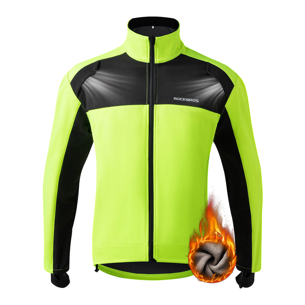 ROCKBROS outdoor thermal sportswear set with windproof shell, fleece lining, ventilation design, and flexible fit for cold-weather activities