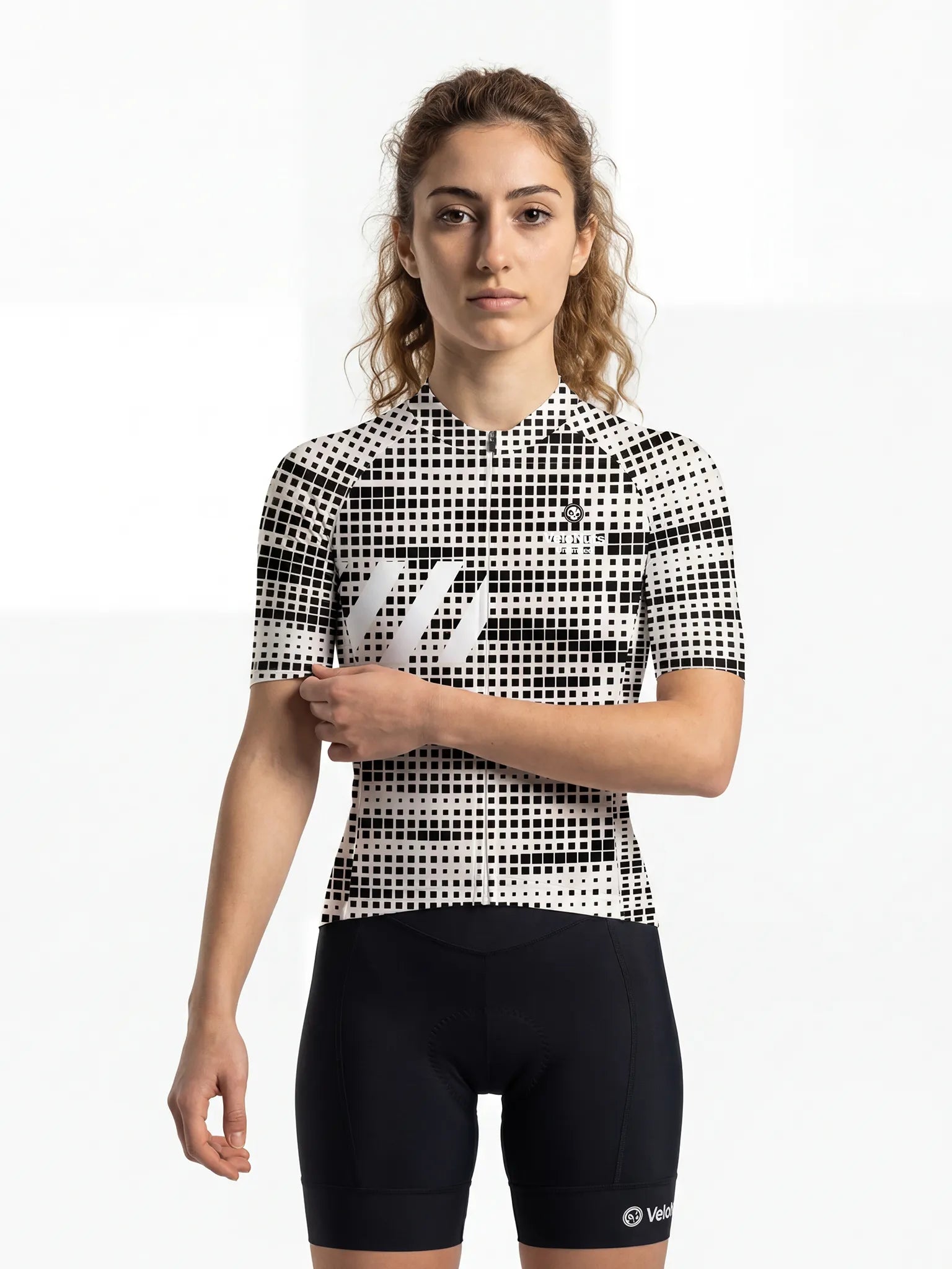 Women's Cycling Jersey Pixel Riot#Type_Mono Pixel Grid