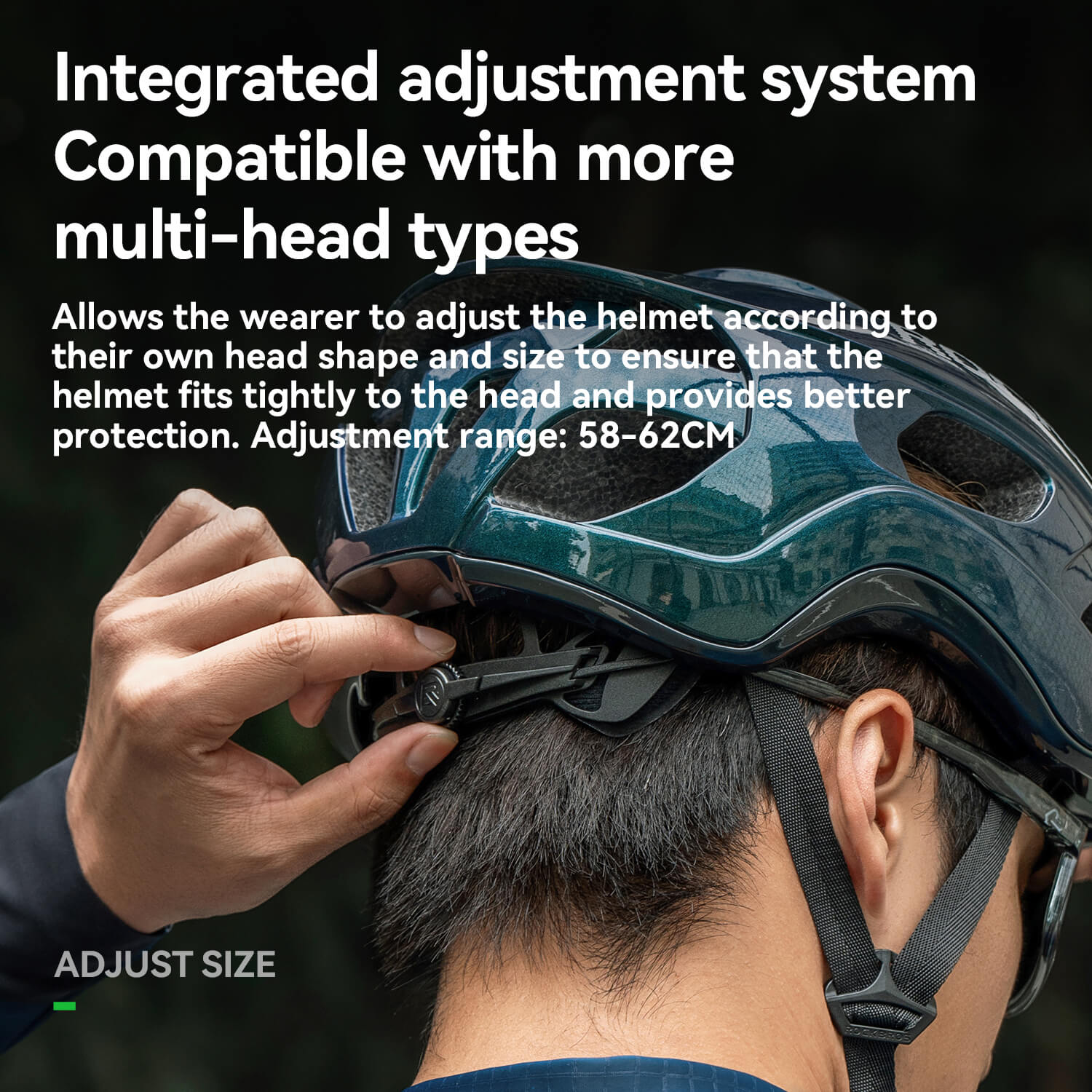 Adjustable rear dial fit system on LK-66 cycling helmet for custom head sizing by ROCKBROS