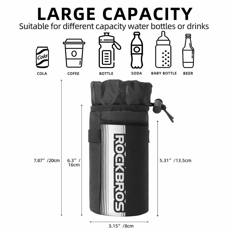 bike handlebar water bottle bag with 1L capacity for cycling storage and easy access – ROCKBROS