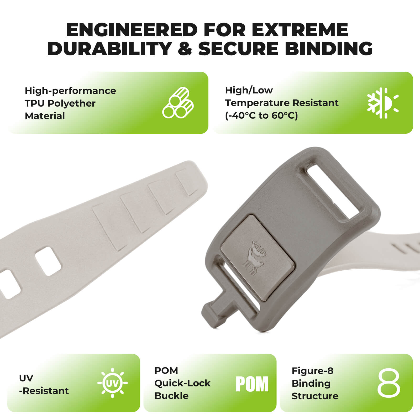 Bikepacking multi-purpose TPU strap 2-pack for securing gear on bikes, Qunature