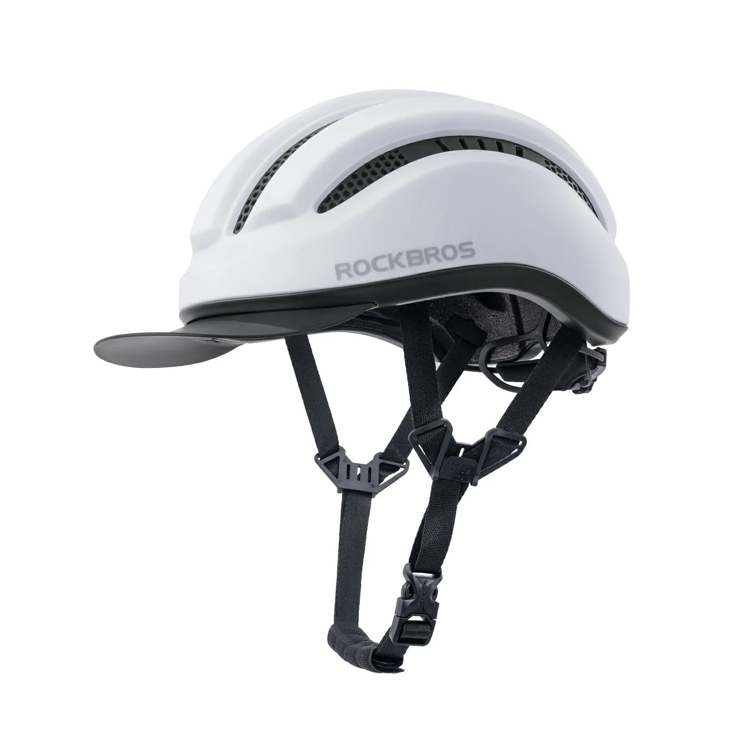 ROCKBROS lightweight cycling helmet with magnetic visor for daily commuting
#Color_ Matte White