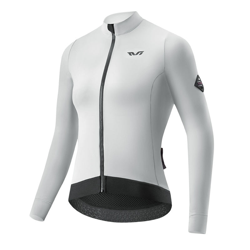 Gray cycling jacket with black accents on a white background #Color_Grey White