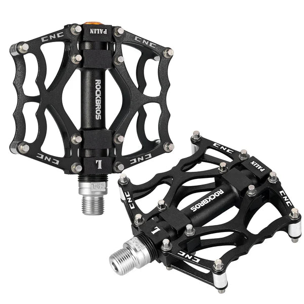 ROCKBROS Single Bearing Aluminum Alloy Platform Pedals with Wide Anti-Slip Surface and 9/16 Inch Spindle
#Color_Black