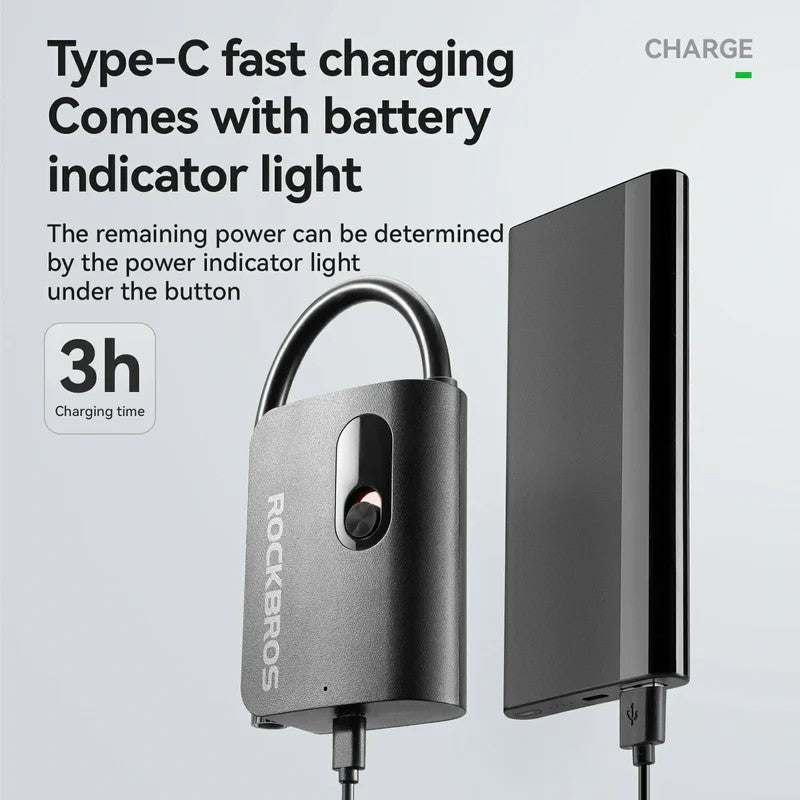 L1 mini electric bike pump with 70 PSI pressure, compact portable bicycle inflator – ROCKBROS