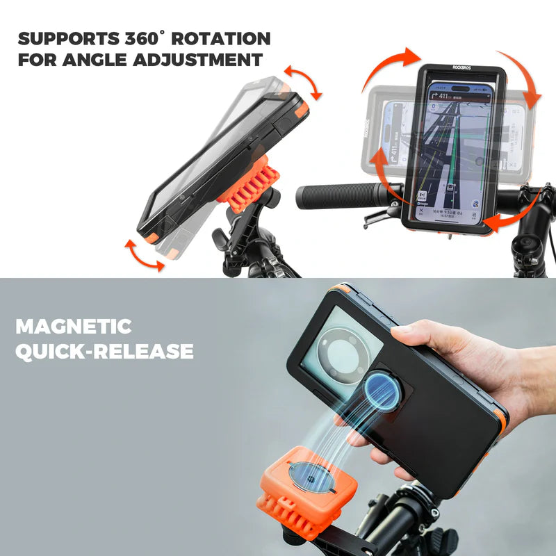 ROCKBROS Magnetic Quick-Release Bike Phone Mount - Waterproof & Shockproof