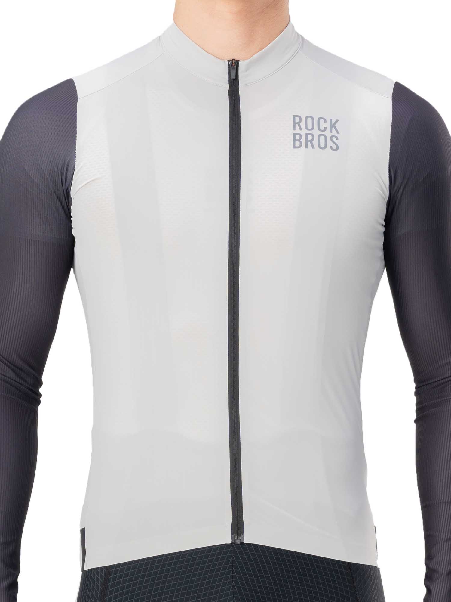 ROCKBROS men’s breathable long-sleeve cycling jersey with moisture-wicking mesh
#Color_Gray Blue