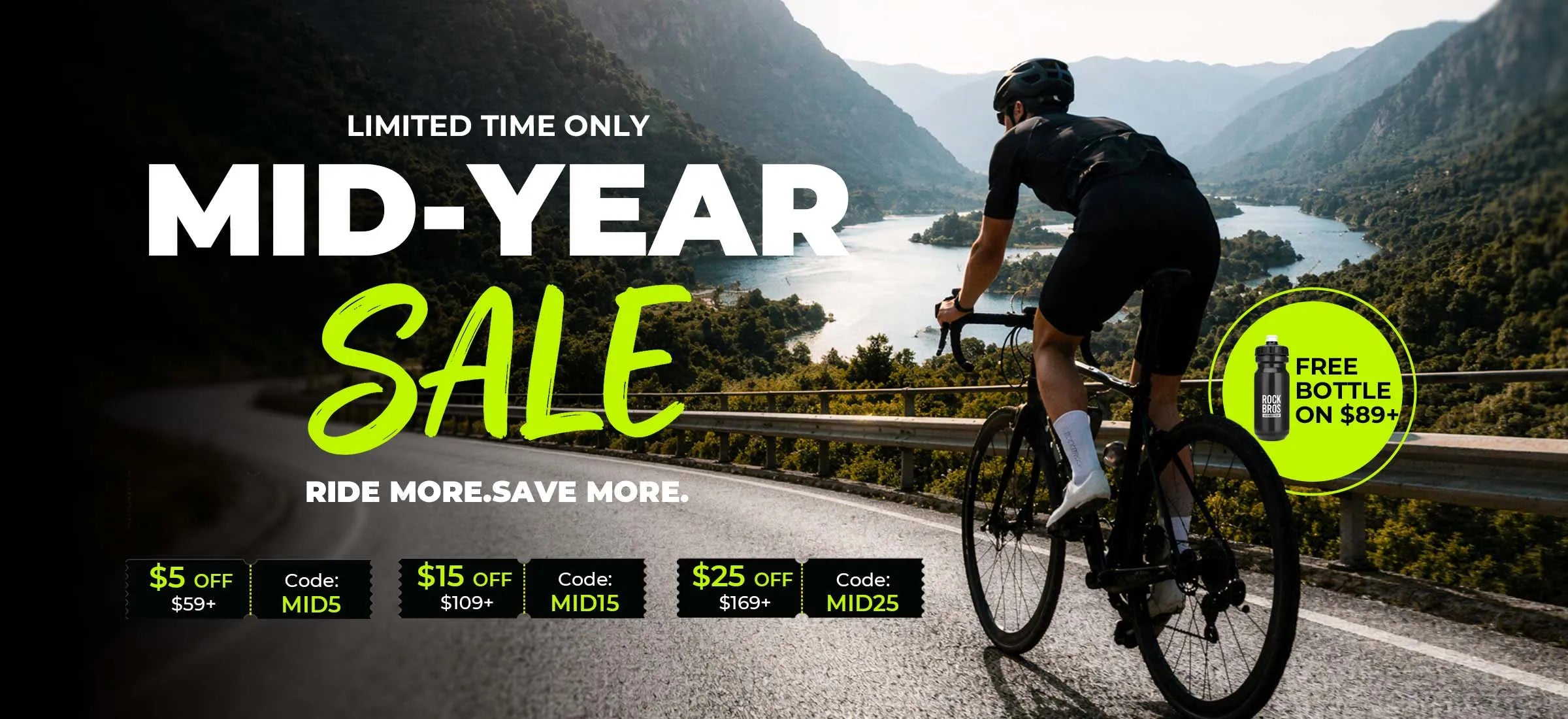 ROCKBROS Mid-Year Sale on cycling gear for summer rides and outdoor adventures