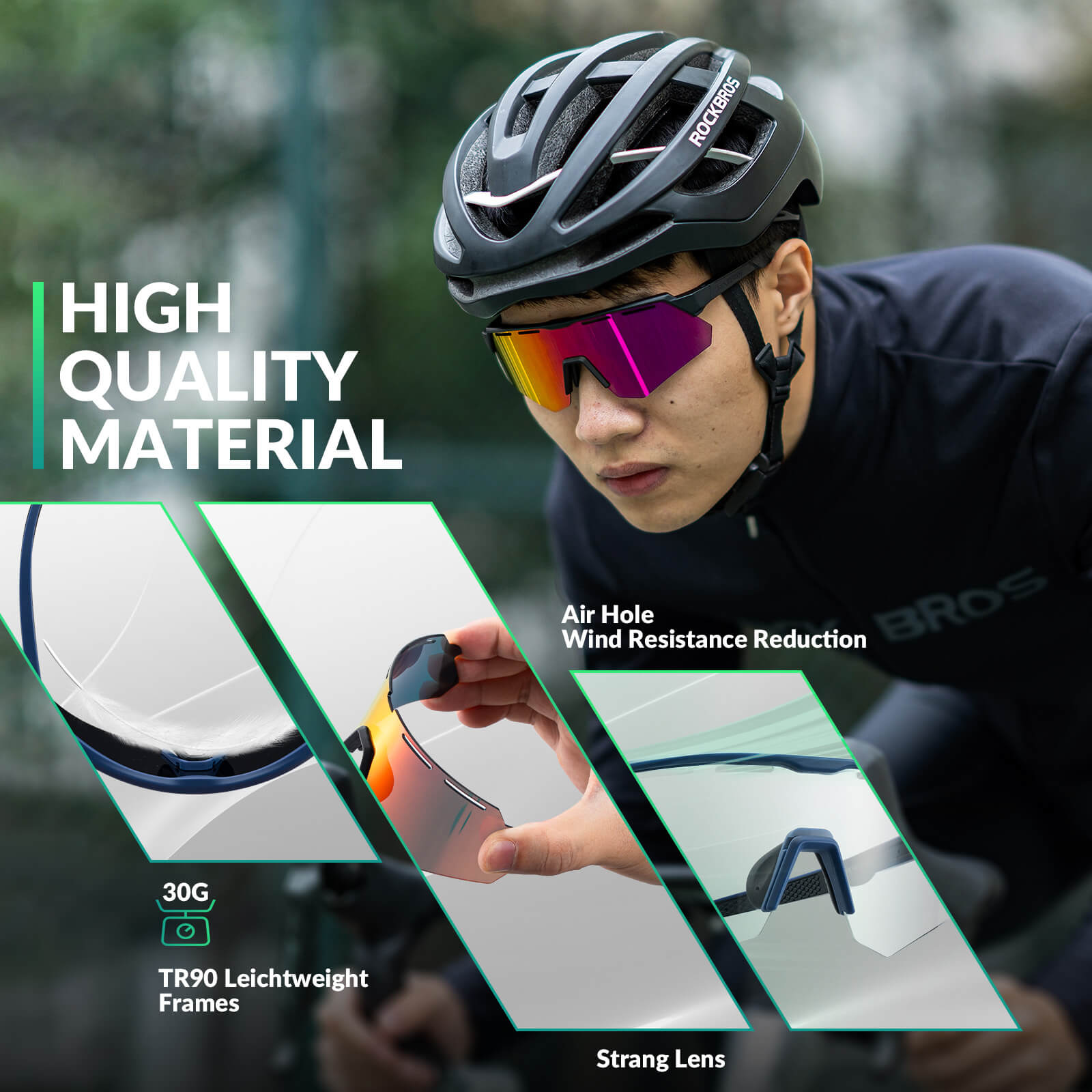 Polarized cycling sunglasses with 4 interchangeable lenses for different light conditions
#Color_Blue