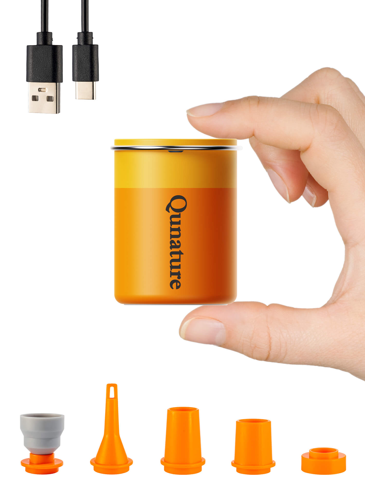 Qunature ATOMIC Mini Electric Air Pump for camping and outdoor inflatables
#Color_Orange