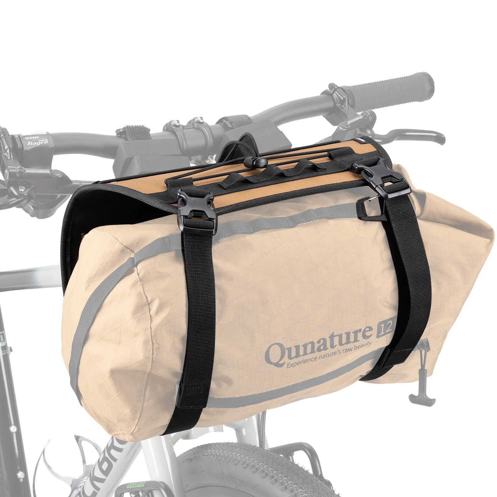 Bicycle handlebar cradle by Qunature with thickened protective pads to prevent frame scratches and cable damage.
#Color_Khaki