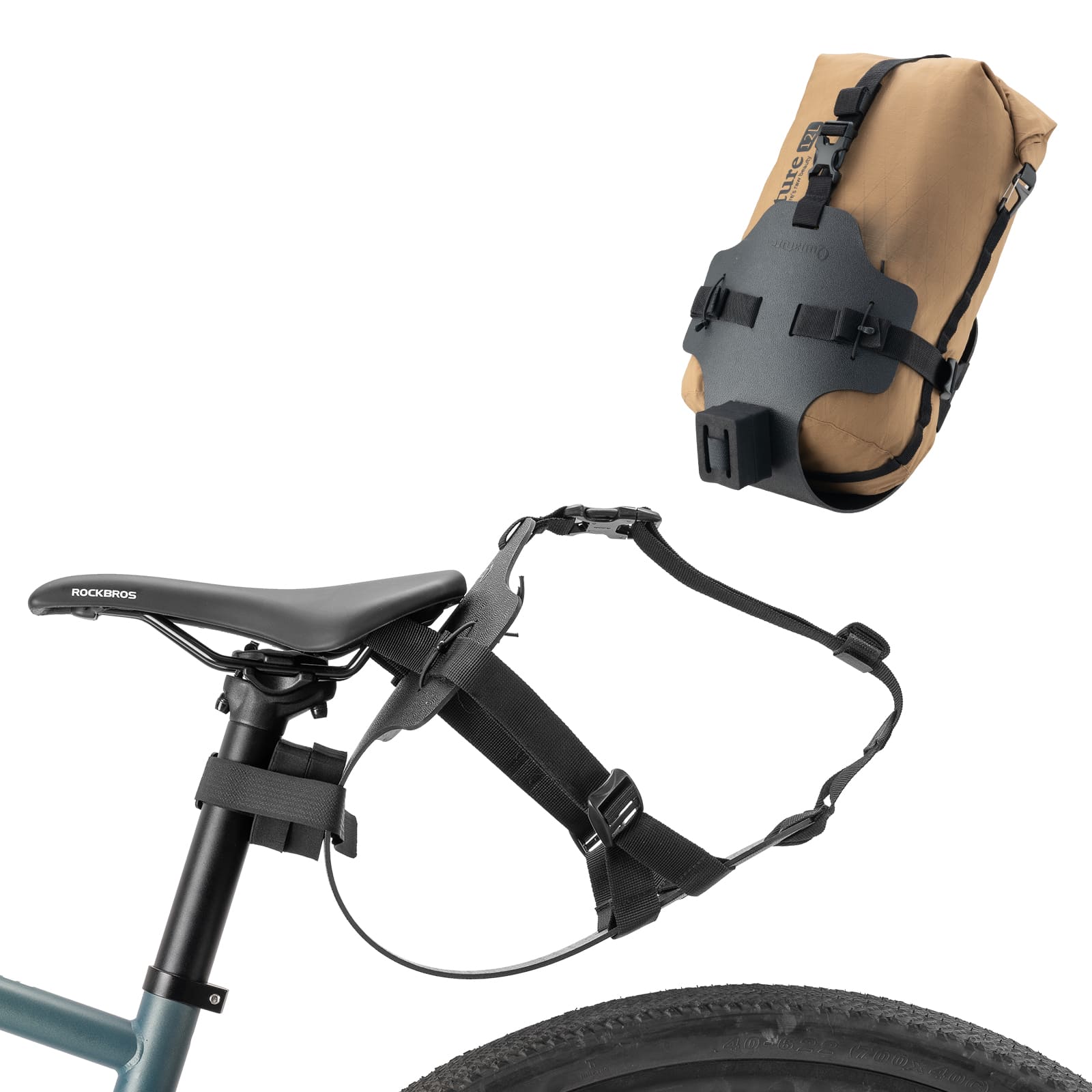 Bikepacking Rear Saddle Bag Support Mount Installed on Bicycle Seatpost for Stable Load Support and Touring Use
